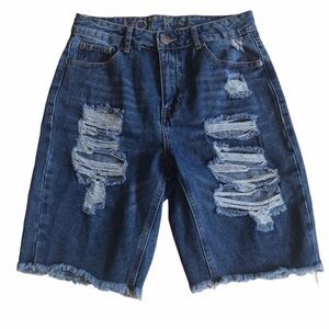 Hot Kiss Distressed Denim Bermuda Shorts Blue Sz 9